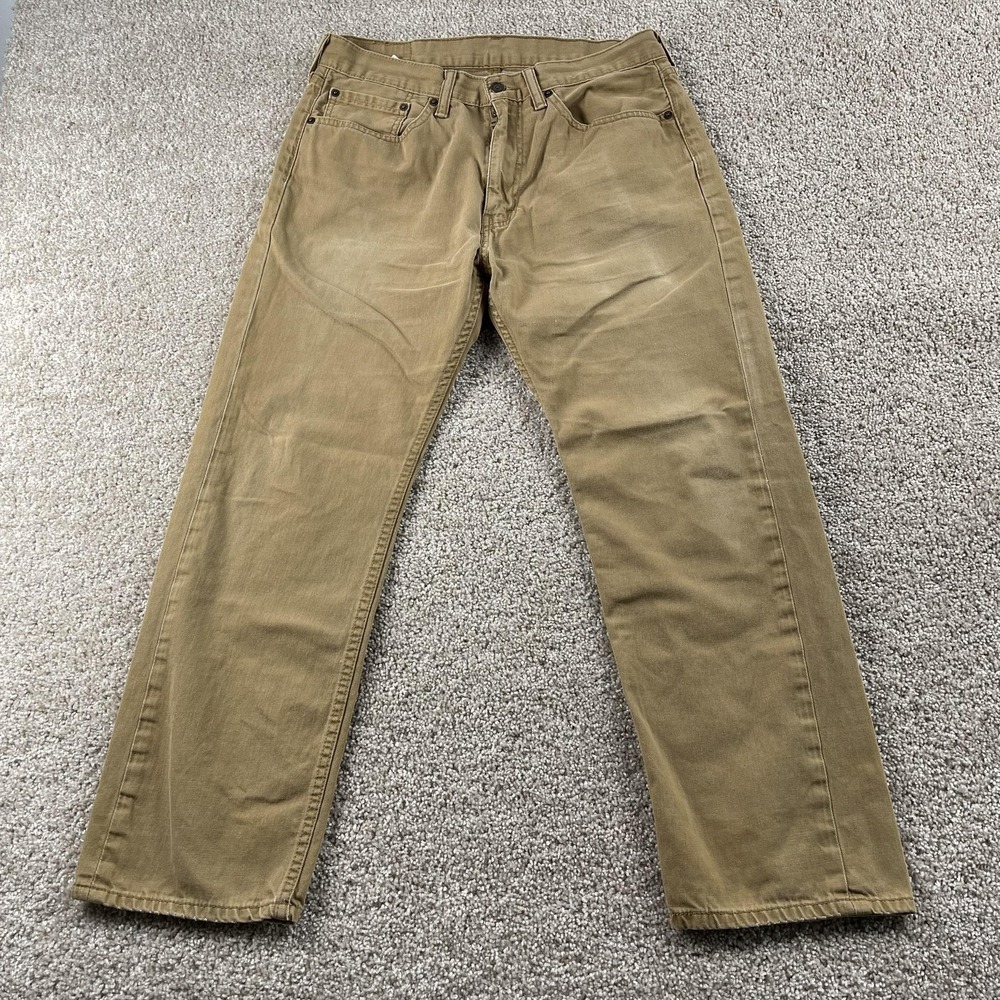 Levis 505 Jeans Mens 34x30 Beige Khaki Denim Regular Fit Straight Casual